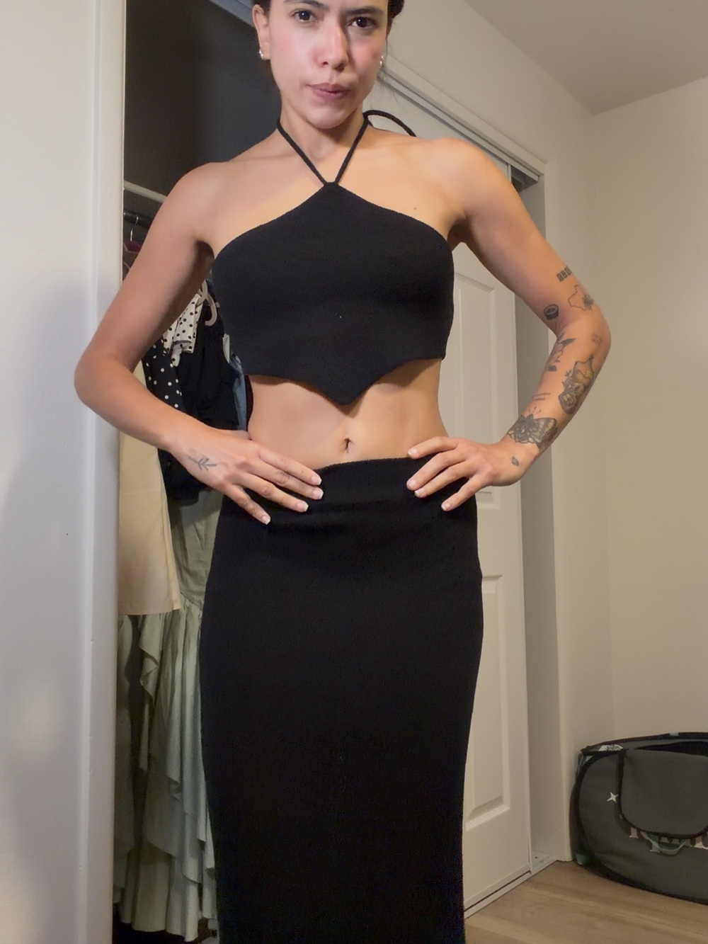 Black Ribbed Knit Maxi Skirt - Classic Women's Silhouette